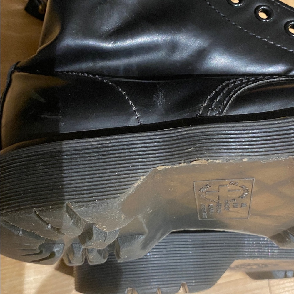 Doc Martens Black Leather Lace-Up Boots - Picture 10 of 11